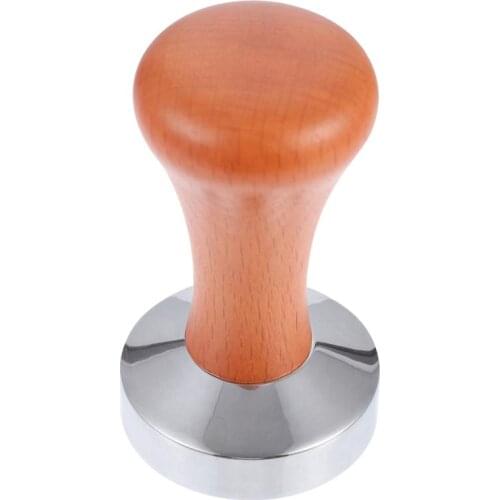 51mm Wooden Handle Coffee Tamper Espresso Powder Flat Press Hammer Coffee Tamper Grinder Espresso Barista Tool