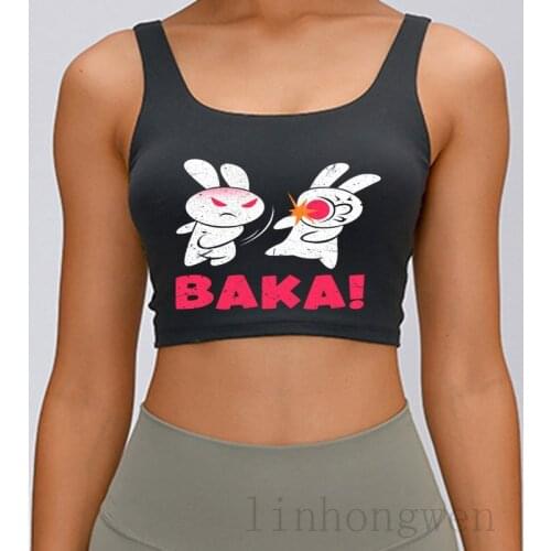 Baka Bunny Rabbit Anime Kawaii Tank Top Crazy Letter Summer Style Breathable Plus Size 4xl Sexy Knitted Crop Top Vest
