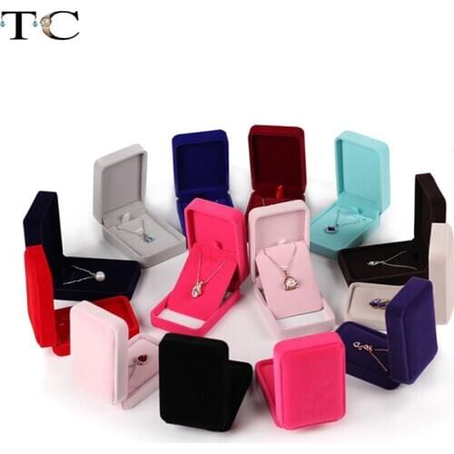 1 Piece Velvet Jewelry Box Earrings Container Wedding Necklace Box for Pendant Bracelet Display Gift Box Holder 12 Colors