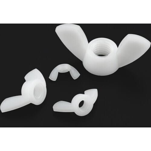 M3 M4 M5 M6 M8 M10 M12 Hand Tighten White Nylon Nut Wingnut Butterfly Nut Ingot Plastic Wing Nuts