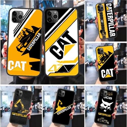 CAT Caterpillars excavat machinery Phone Case Cover Hull For iphone 5 5s se 2 6 6s 7 8 12 mini plus X XS XR 11 PRO MAX black