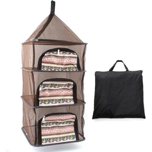Four Layers Hanging Dry Net Outdoor Collapsible Mesh Drying Net Four-layer Camping Storage Hanging Basket Fishing Drying Rack