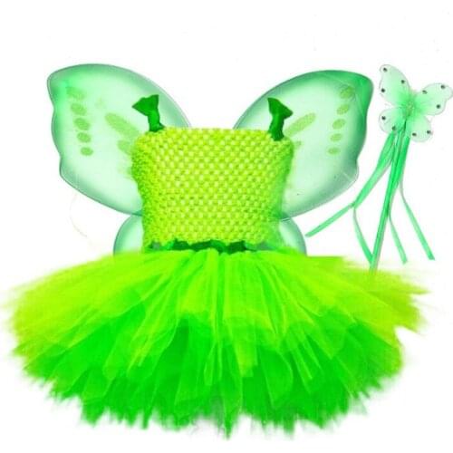 Children Girl Princess Fancy Dress Butterfly Costume Cosplay Wings Fairy Dress Suit Tutu Skirt Magic Wands Stick Rod Props