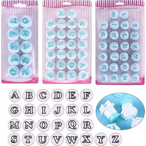 Numbers Alphabet Letters Cake Mold Cookie Cutter Biscuit Stamp Impress Plunger DIY Fondant Cake Decorating Tools