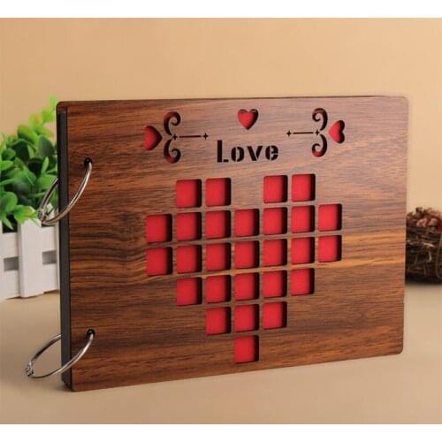 Red Wood 8 Inch DIY Loose-leaf Photo Albums Scrapbook Protetores De Canto Foto Diy Baby Family Wedding Memory Gift Home Decor