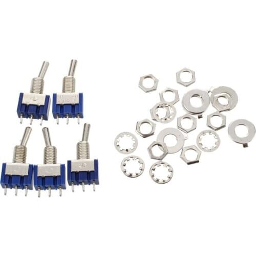 GTBL 5 Pcs AC 3A/250V 6A/125V ON/ON SPDT Mini 2 Position Latching Toggle Switch