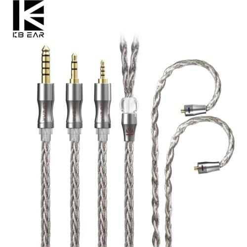 KBEAR Wide 8 Core 5N Graphene Single Crystal Copper Silver Plated Earphone Cable Litz 2.5/3.5/4.4mm 2Pin/MMCX for BLON BL-01