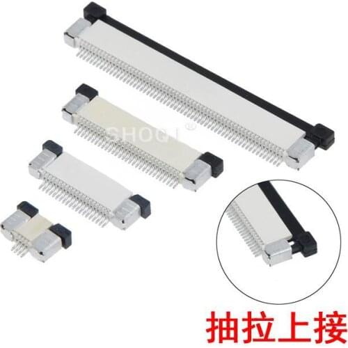 100pcs FFC FPC connector 1.0 mm 4 Pin 5 6 7 8 10 12 14 16 18 20 22 24 26 28 30 34 40 Pin Bottom Contact Right Angle SMD SMT 5