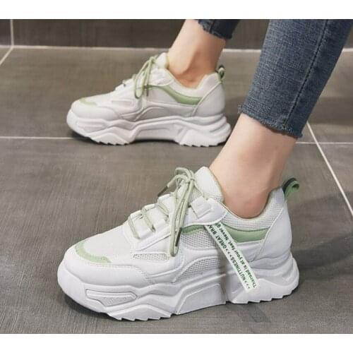 Size 35-39 Womens Vulcanize Shoes Spring Autumn Femmes Mesh Sneakers Lace-Up Mixed Color Breathable Tennis