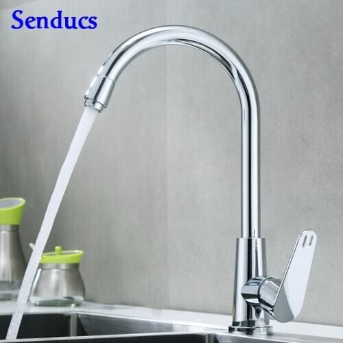 Stainless Steel Kitchen Faucet Senducs Hot Cold Kitchen Sink Faucet Quality Polished Chrome Kitchem Mixer Tap Stainless Steel