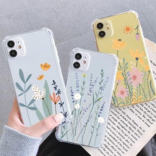 Fashion Flower Cases For iPhone 11 12 Pro XS MAX Mini X XR SE 2020 For iPhone 7 8 6 6S 5 5S SE Plus Hard PC Anti-Knock TPU Cover