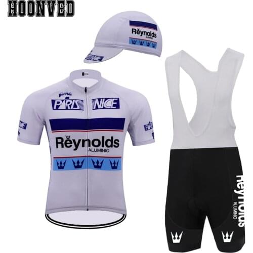 Pro Team racing Man Retro white Reynolds cycling Jersey suit Mtb Short sleeves Bib Shorts 9D Gel Pad maillot ciclismo hombre