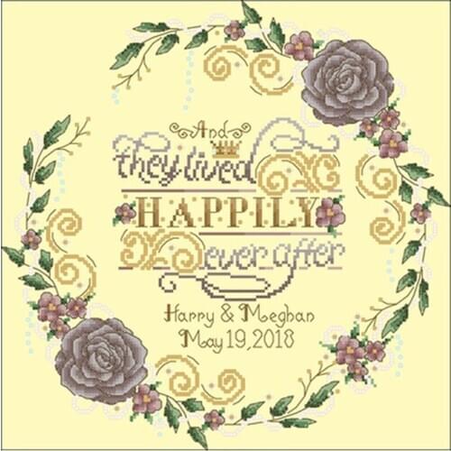 Purple rose flower wreath patterns Counted Cross Stitch 11CT 14CT DIY Chinese Cross Stitch Kits Embroidery Needlework Sets
