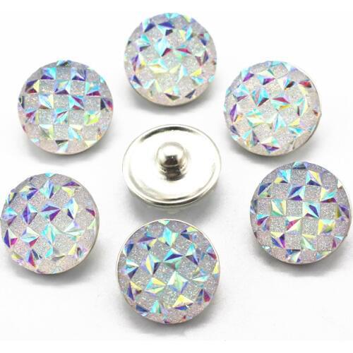 Wholesale 10pcs/lot White Resin Snap Button Charms Fit 18mm/20mm DIY Snap Bracelet & Bangles Jewelry Making