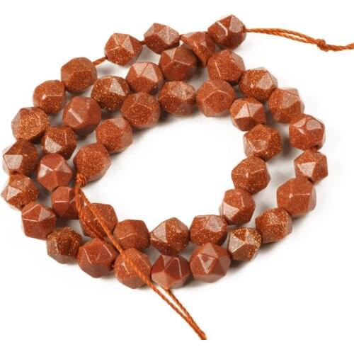 Bulk Wholesale 8mm Natural Stone Faceted Golden Sandstone Natural Stone Loose Beads for Jewelry Making DIY Bracelet Accessories