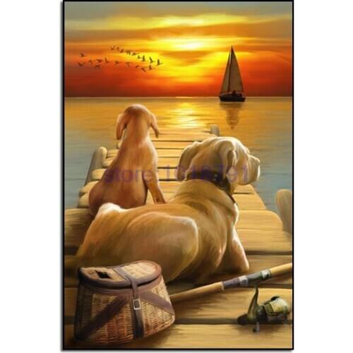 Plastic DIY diamond painting Dog Square diamond cross stitch full drill needlework painting diamond embroidery