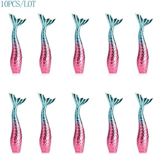 10Pcs/Lot DIY Lipgloss Tubes Empty Lipstick Tube Lip Balm Soft Makeup Clear Plastic Mermaid Lip Gloss Container Wholesale