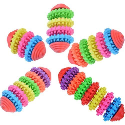 Colorful Dog Toys Puppy Dog Dental Teething Healthy Bite Chew Toys 5 Styles Gear Shape Rubber Dog Toys Durable Health Gear Gums