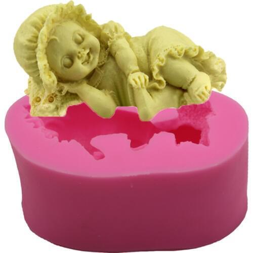 Pinkie Baby Sleeping With Girl Sleeping Silicone Soap Mold Resin Clay Chocolate Candy Cake Decoration Candy Baking