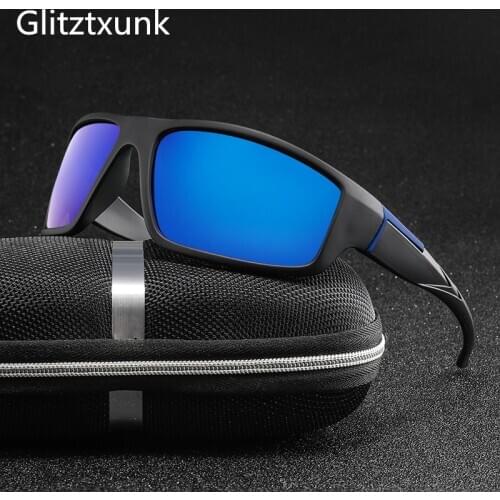 Glitztxunk Fashion Polarized Sunglasses Men Women Brand Square Sports Sun Glasses For Driver Shades Male Vintage Mirror UV400