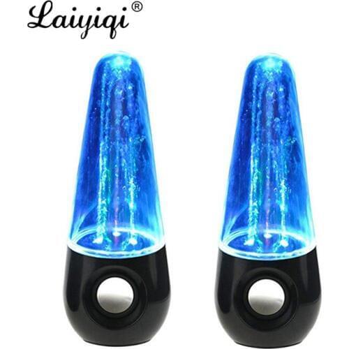Laiyiqi 1 pair Led Light Dancing Water Speakers bullet Fountain Water spray HiFi stereo woofer Music PC alto falante caixa som