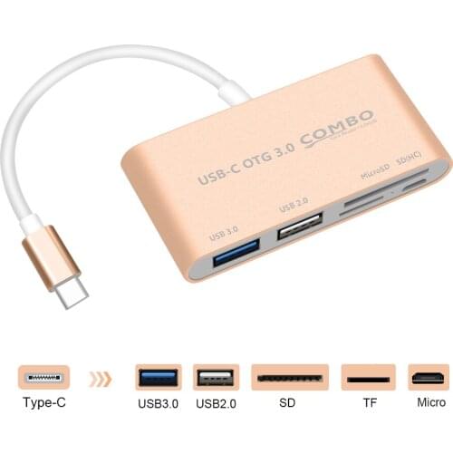 5 in 1 USB C HUB Card Reader USB Type C Hub OTG USB-C Micro USB Power Adapter for Macbook Air Pro surface pro 6 huawei mate 20