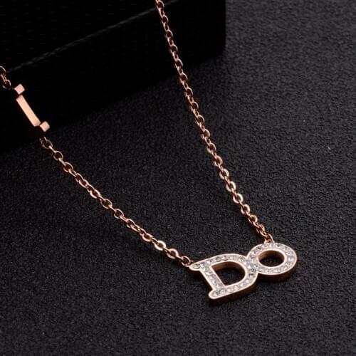I DO necklaces womens zircon letter pendant stainless steel rose gold chain necklace jewelry on the neck fashion luxury necklace