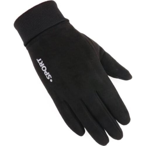 Winter Suede Gloves Mens Full-Finger Warmth and Velvet Touch Screen Gloves Outdoor Windproof Cycling Gloves Winter