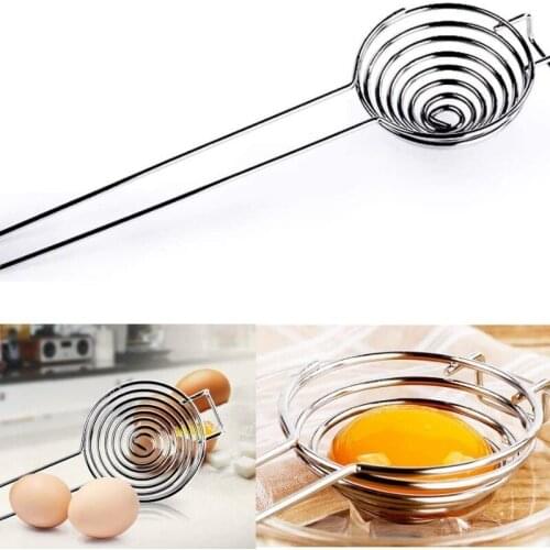 1Pcs Portable Spiral Stainless Steel Egg White Separator Egg Yolk Remover Divider with Long Handle Kitchen Tools Accessories