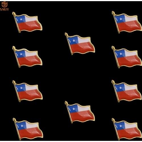10PCS Euro Chile National Badge Painted Flag Brooch Tie Lapel Wear Pin Collection for Decoration