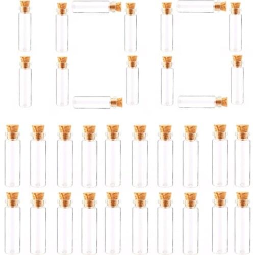 100Pcs 12 x 40MM 3ML Mini Glass Bottles Empty Sample Jars with Cork Stoppers for DIY Craft Decoration - Transparent