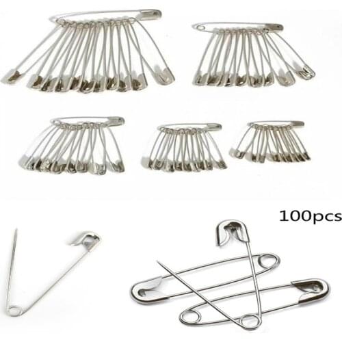100PCS High Quality Stainless Steel Safety Pins,Sewing Tools Accessory,Silver Metal Safety Pins,Small Brooch Apparel Accessories