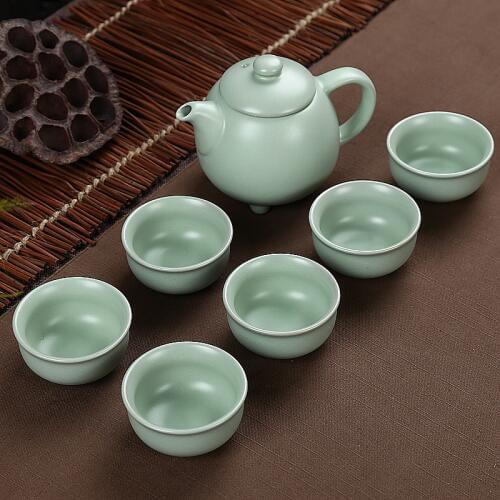 2018 new arrival celadon teapot ceramic tea cup portable travel tea set chinese kung fu tea set drinkware 1pot+6cups