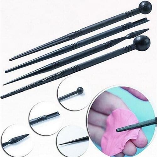 4pcs/set Flower Modelling Tool Fondant Biscuit Cake Molds Petal Pattern Stick Tool Pen Cake Carved Pens