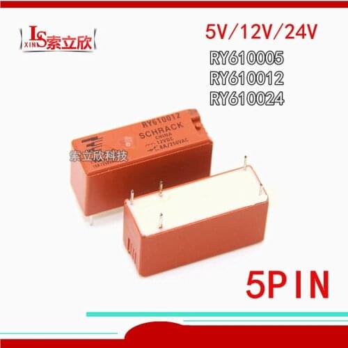 5pcs/lot Original New Relay RY610005 5VDC RY610012 12VDC RY610024 24VDC 8A/250VAC 5PINS 5V 12V 24V