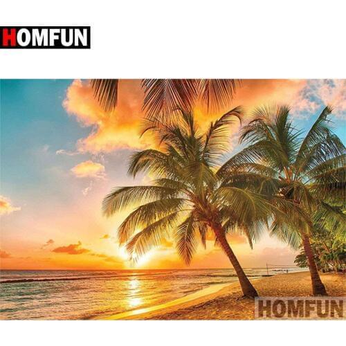 HOMFUN Full Square/Round Drill 5D DIY Diamond Painting "Seascape sunset" 3D Embroidery Cross Stitch 5D Home Decor Gift A17364