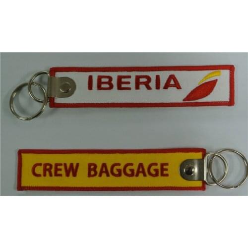 Iberia Logo Crew Baggage Personalized Embroidered Key Chains 140x30mm 100pcs lot