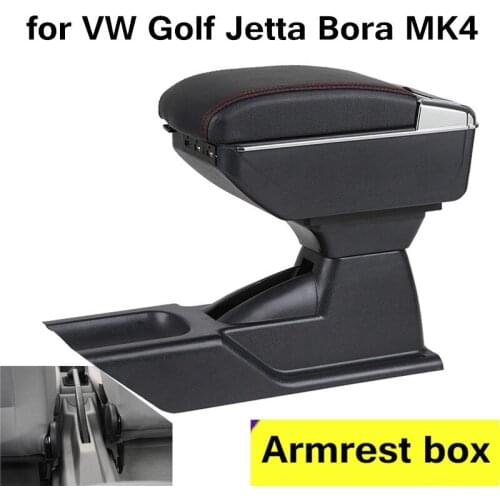 Center Console Latch Lid Black Leather Armrest Cover for VW Golf Jetta Bora MK4 Passat Beetle Skoda Octavia