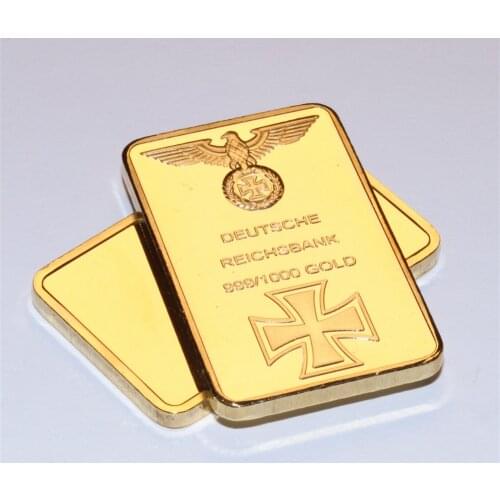 Business Gift For 999 Real Gold Bar Deutsche Reichsbank Gold Plated Bar German Iron Ingot Bar OZ Eagle Cross Collectable