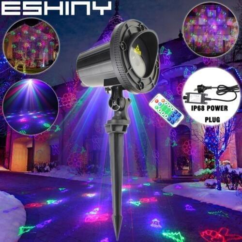 ESHINY Outdoor Waterproof RGB Laser Christmas 36 Pattern Projector Holiday Bar Party Xmas Tree Wall Garden Landscape Light N8T62