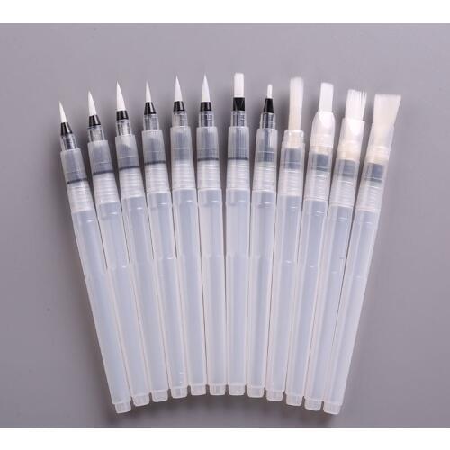 Nylon Hair Water Brush Painting Pen 1 Set 3/6Pcs Refillable Water Brushes Art Supplies Plastic Handle Ink Pens