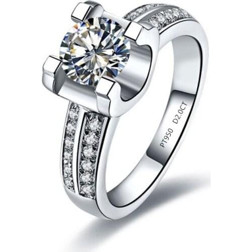 Test Positive 2CT 8mm D Color Moissanite Diamond Ring Statement Wedding Annivesary Day Jewelry Gift Brilliant Forever