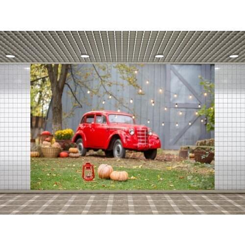 Lyavshi photography backdrop Red Car Pumpkin countryside baby shower children background photo studio photocall