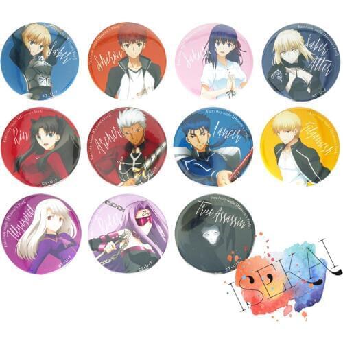 Fate Stay Night Anime Saber Alter Shirou Emiya Rin Tohsaka Archer Sakura Matou Cu Chulainn Gilgamesh Metal Badge Brooch Pins