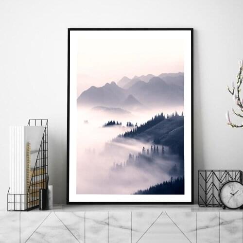 Minimalist Style Canvas Print Mountain Landscape Decorative Painting Nordic Wall Art Poster Home Wall Pictures for Living Room