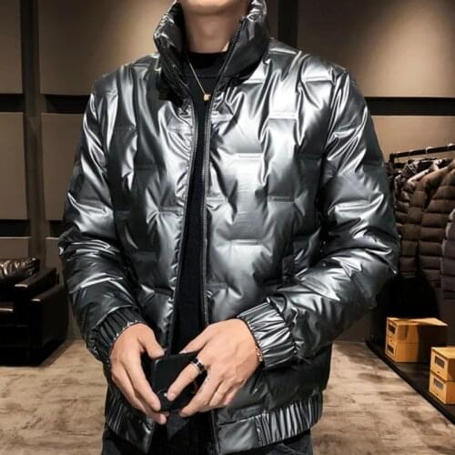 The Glossy Coat Large Size Padded Coat Mens Padded Coat Heavy Padded Coat Bread Jacket Standing Collar Jacket Men Clothing
