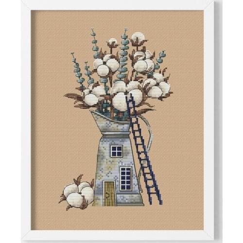 Cotton lighthouse 24-32 cross stitch kit aida fabric 18ct 14ct canvas cotton thread embroidery kits DIY craft set
