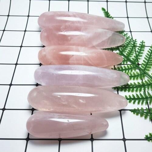 Natural rose Crystal massage wand pink Quartz stone beauty bar Healing Home Decoration 1pcs