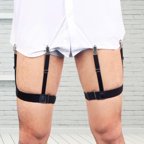 2 Pcs Men Shirt Stays Belt with Non-slip Locking Clips Keep Shirt Tucked Leg Thigh Suspender Garters Strap XIN-Shipping