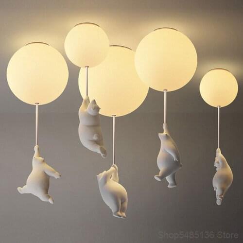 Modern Balloon Bear Ceiling Lights Cartoon Ceiling Lamps Kids Rooms Bedroom Lamp Living Room Home Decor Hanging Light Fixtures